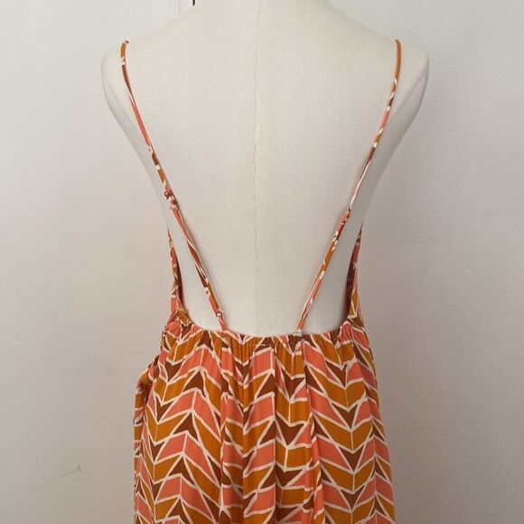 Free People Siren Orange Geometric Wrap Dress Size Small - Picture 9 of 15